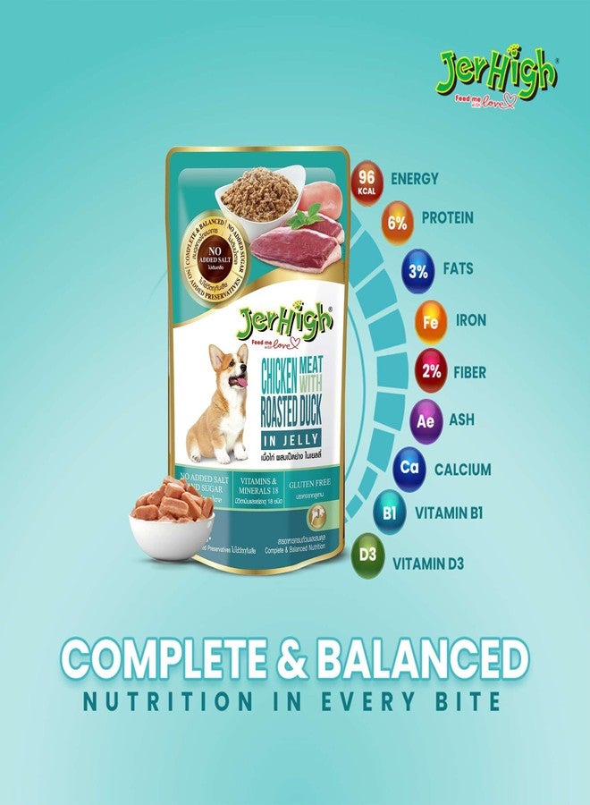 Jerhigh Chicken with Roasted Duck in Jelly Dog Food 130g (Pack of 36), Made with Real Meat, 100% Complete & Balanced Meal for Adult Dogs - Sold by DogsNCats - Image 4